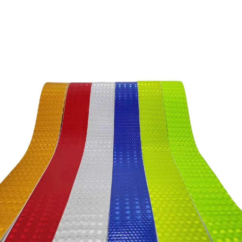 Yellow red white blue and fluorescent reflective tape swatches