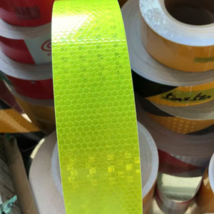 Fluorescent yellow prismatic reflective tape roll