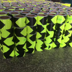 Green and black PVC arrow reflective tape rolls in bulk