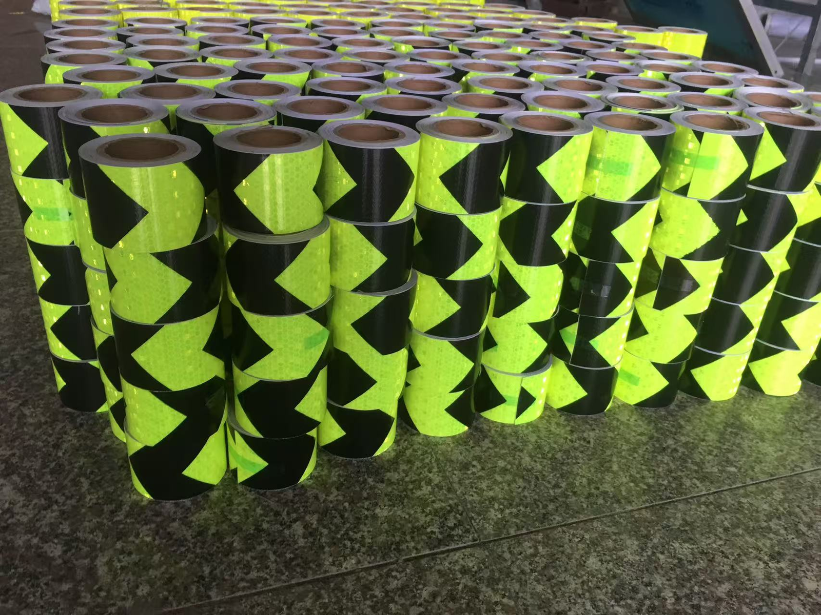 Green and black PVC arrow reflective tape rolls in bulk