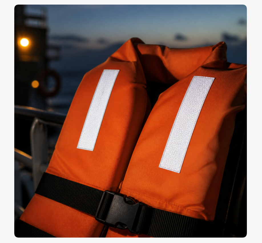 Application illustration: reflective tape on marine life jackets