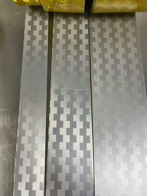 Metallized reflective tape material samples