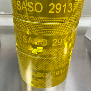 Yellow metallized reflective tape rolls for truck body marking