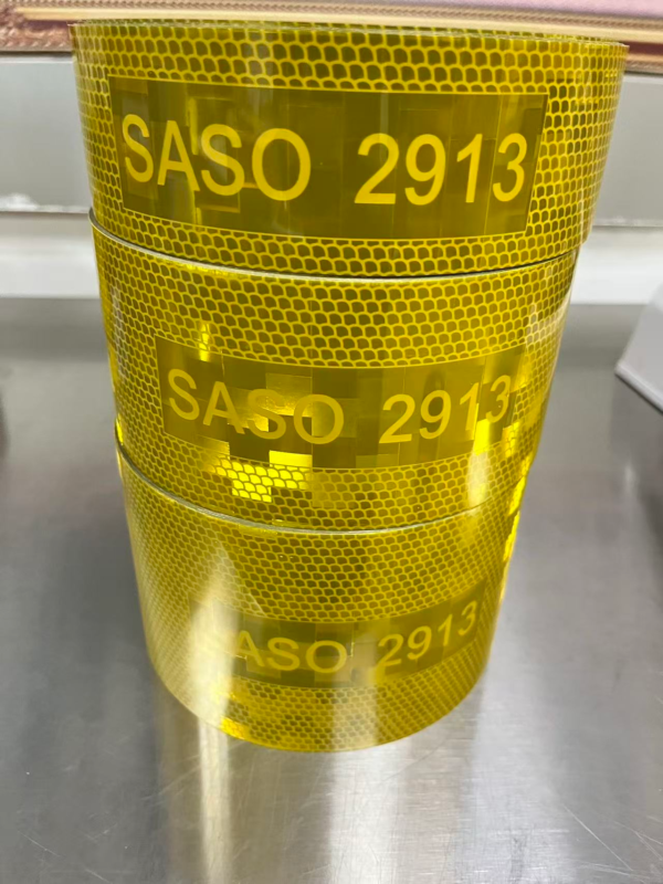 Yellow metallized reflective tape rolls for truck body marking