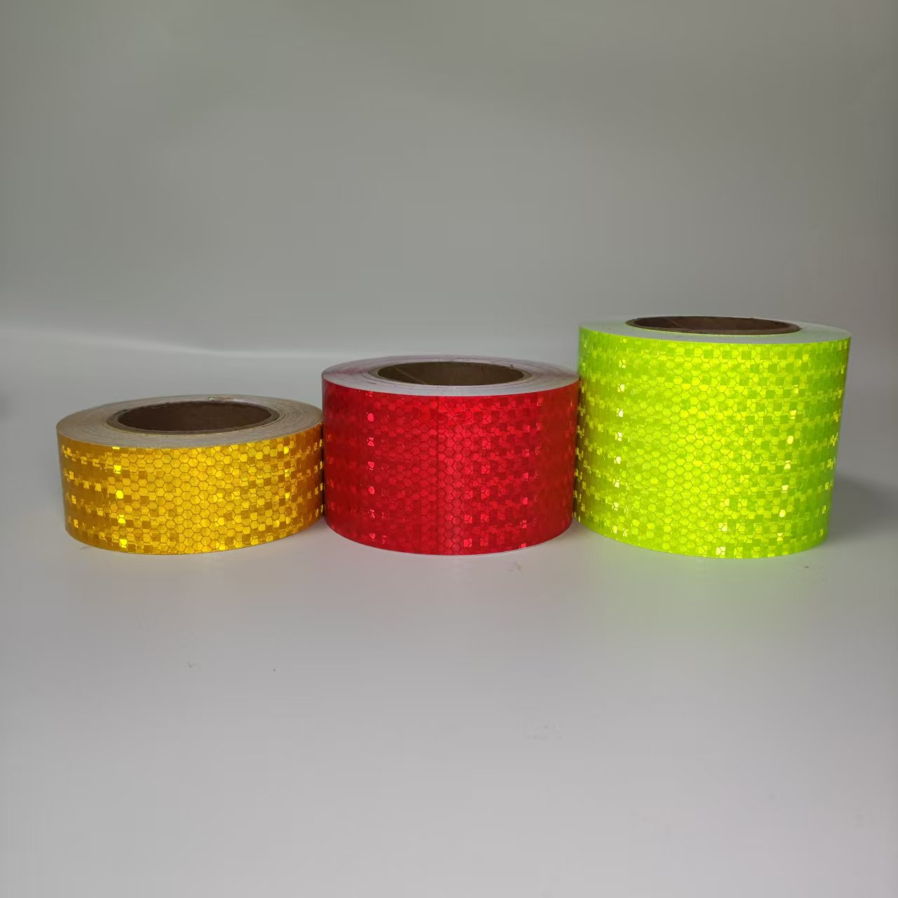 Yellow red and fluorescent honeycomb reflective warning tape rolls