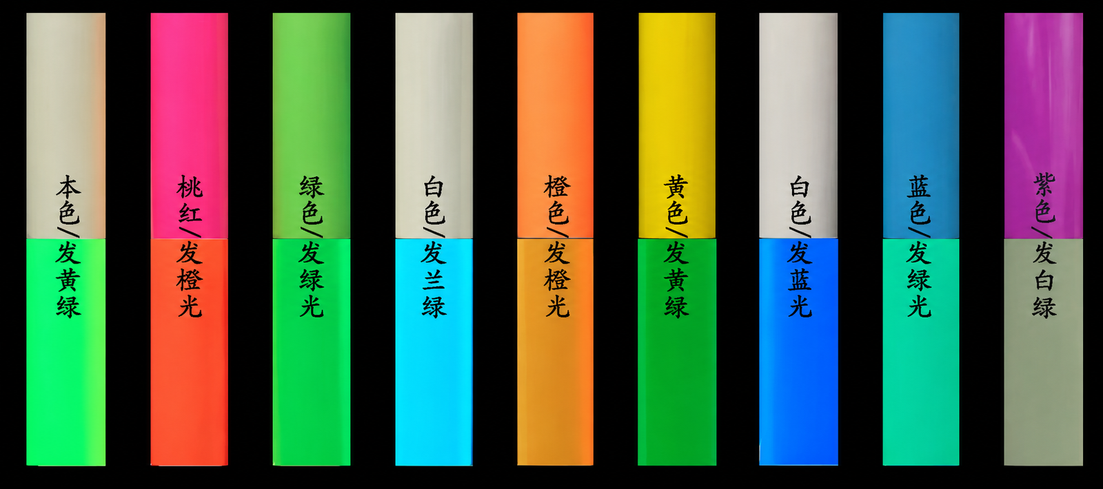 Photoluminescent film color samples