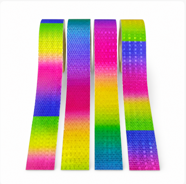 Rainbow reflective tape color swatches
