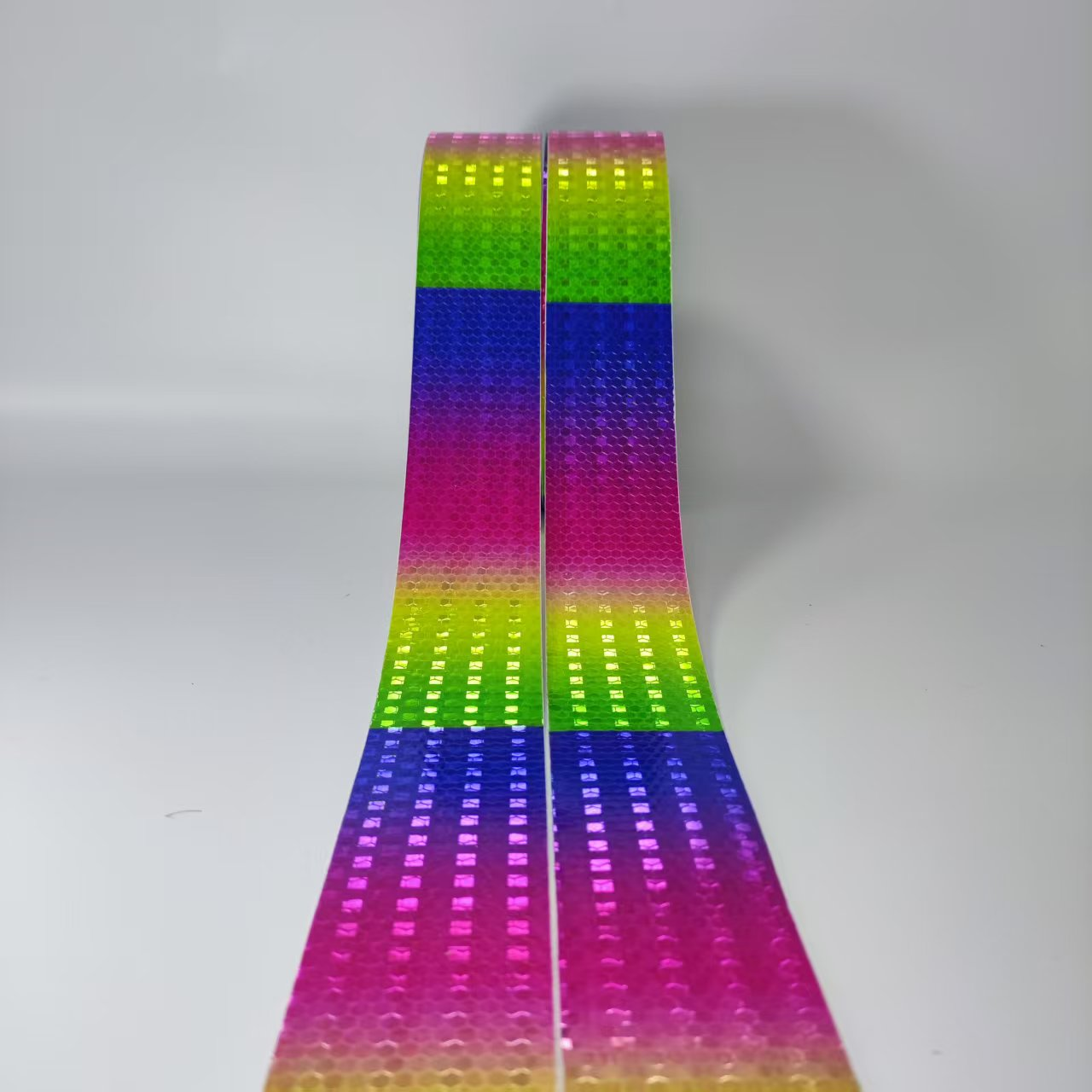 Long rainbow reflective tape strips