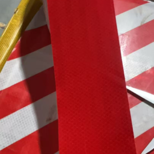 Red reflective tape surface detail