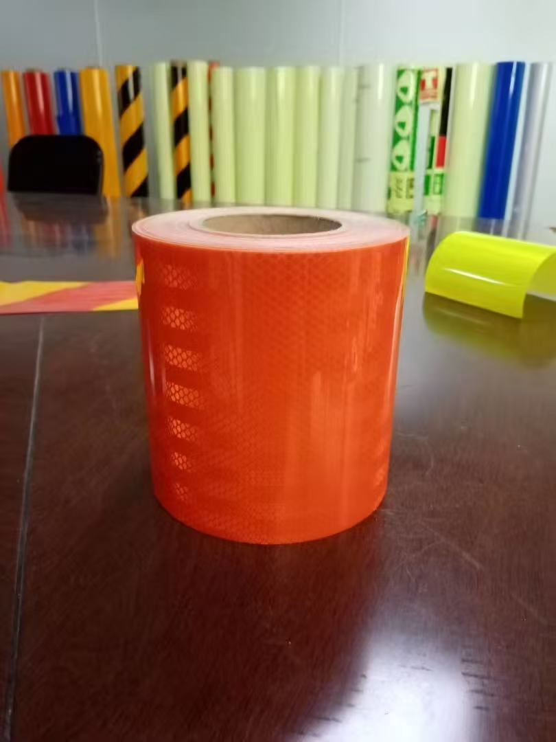 Red reflective warning tape roll