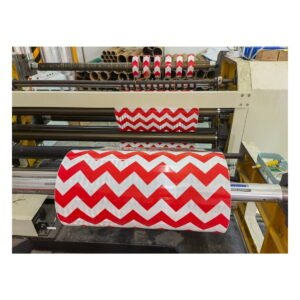 Red and white arrow reflective tape on the production line