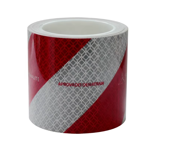 Red and white metallized reflective marking tape single roll