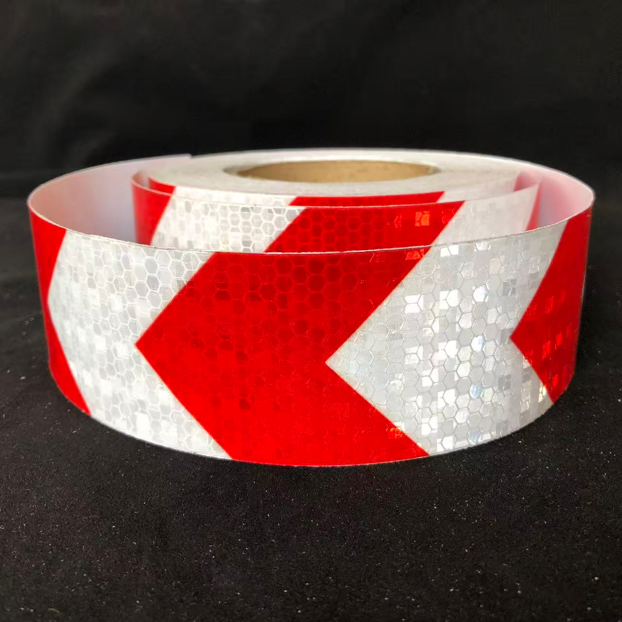 Red and white PVC arrow reflective tape roll