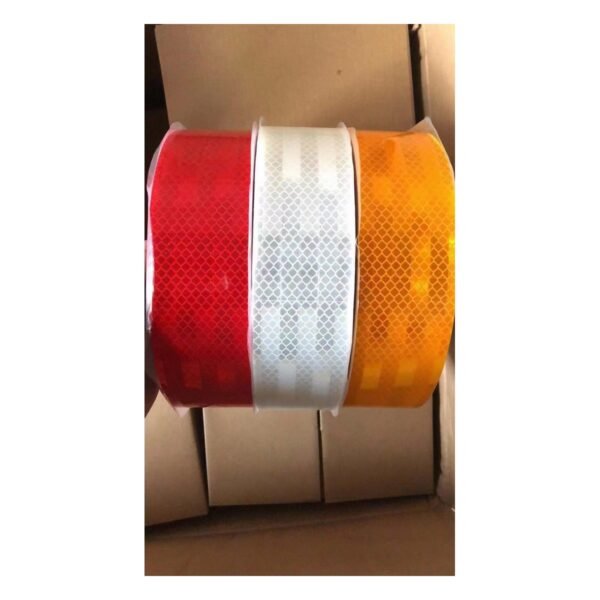 Red white and yellow reflective tape roll options