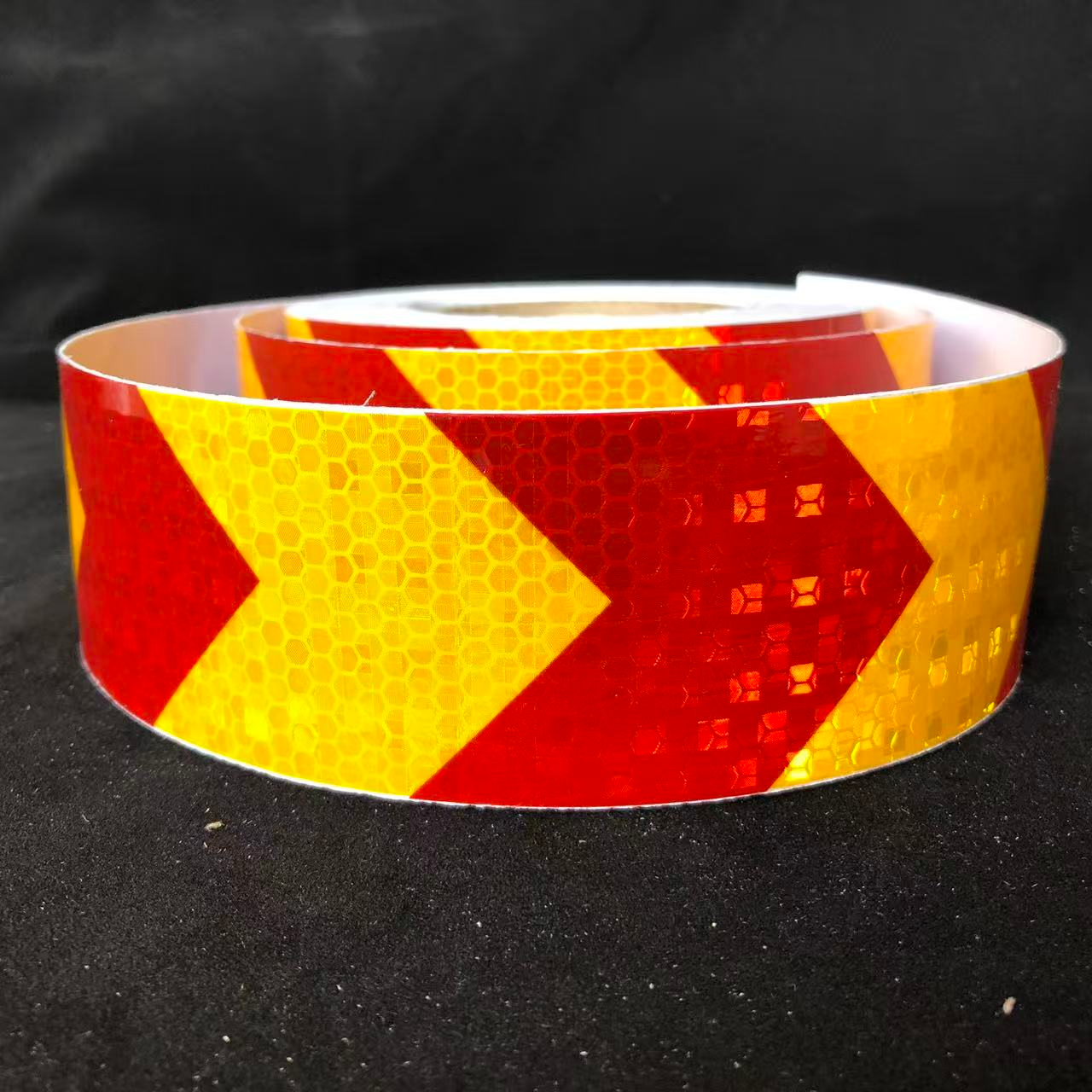 Red and yellow PVC arrow reflective tape roll