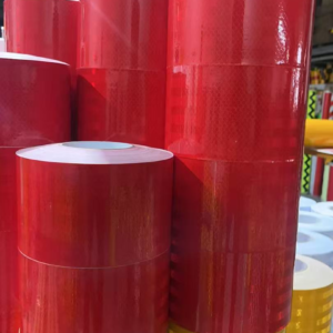 Red and yellow reflective tape stock rolls