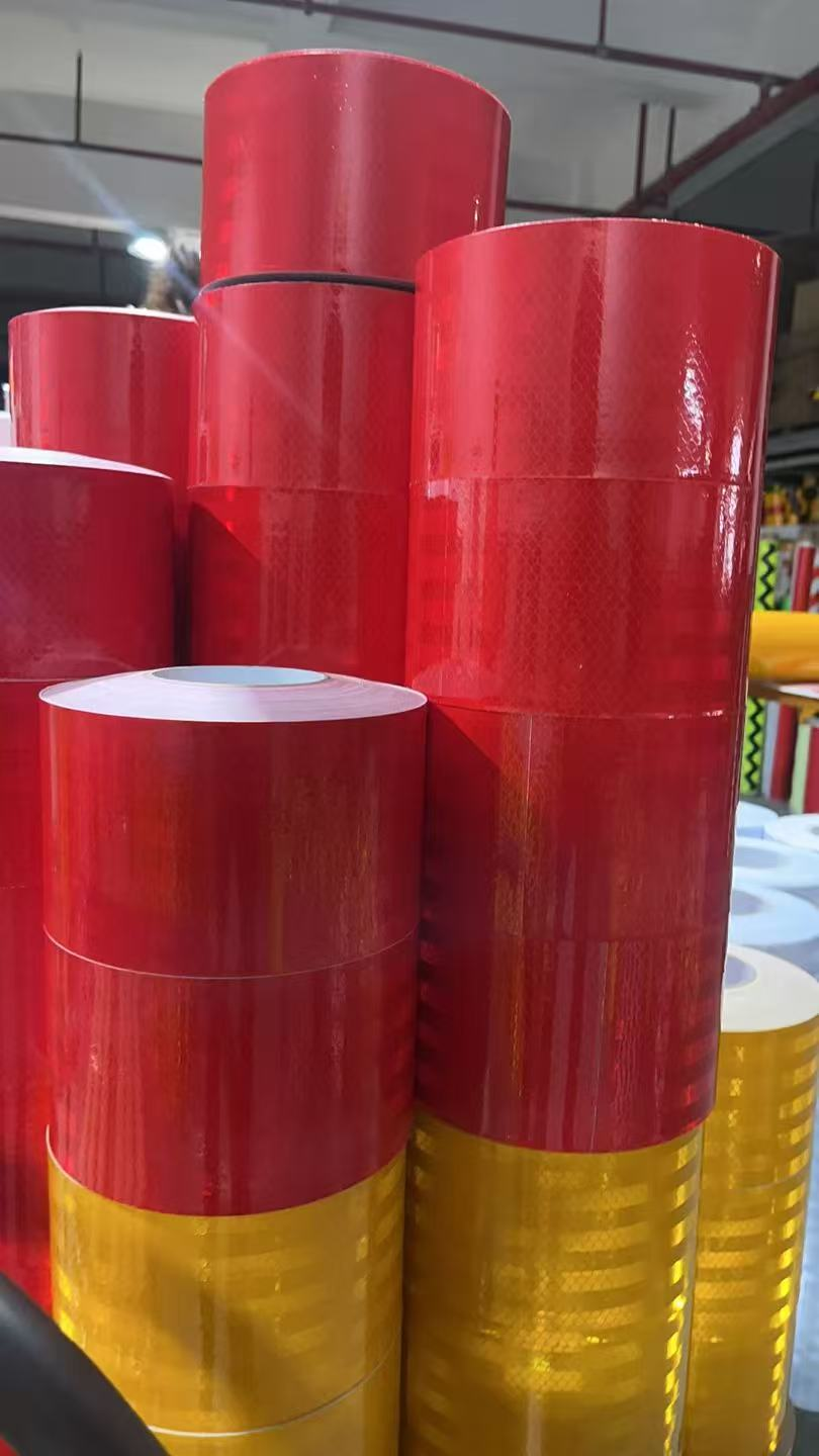 Red and yellow reflective tape stock rolls
