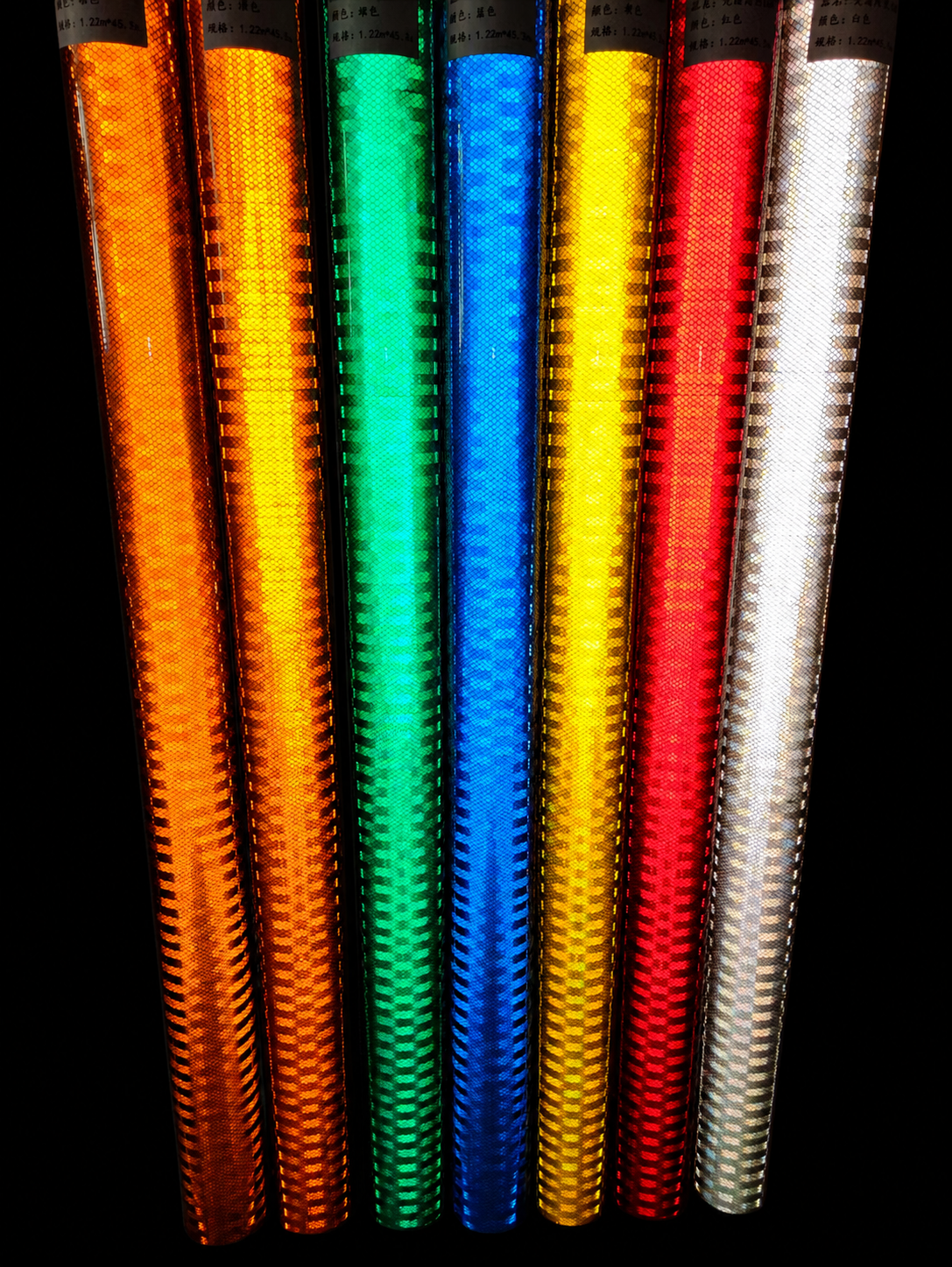 Reflective sheeting rolls in multiple colors