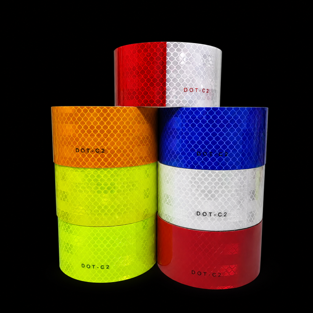 Reflective tape rolls in multiple colors