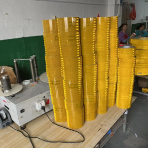 Reflective tape rolls in the production area