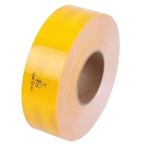 Yellow reflective vehicle marking tape roll with E1 and 104R markings