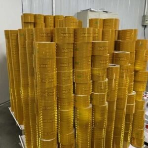 Finished yellow reflective tape rolls with printed SASO 2913 identification