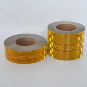 Two yellow reflective tape rolls photographed in ambient light