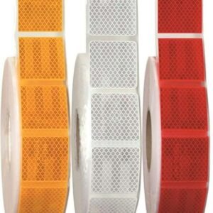 Yellow white and red segmented reflective tape rolls
