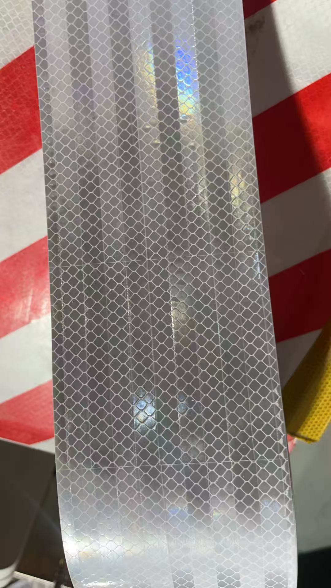 Silver reflective tape surface detail