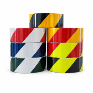 Red white yellow black and fluorescent slant stripe reflective tape rolls
