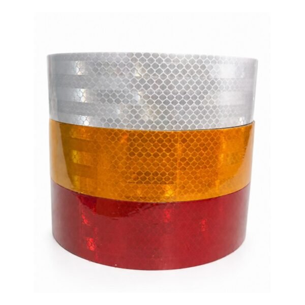 White yellow and red reflective tape stack