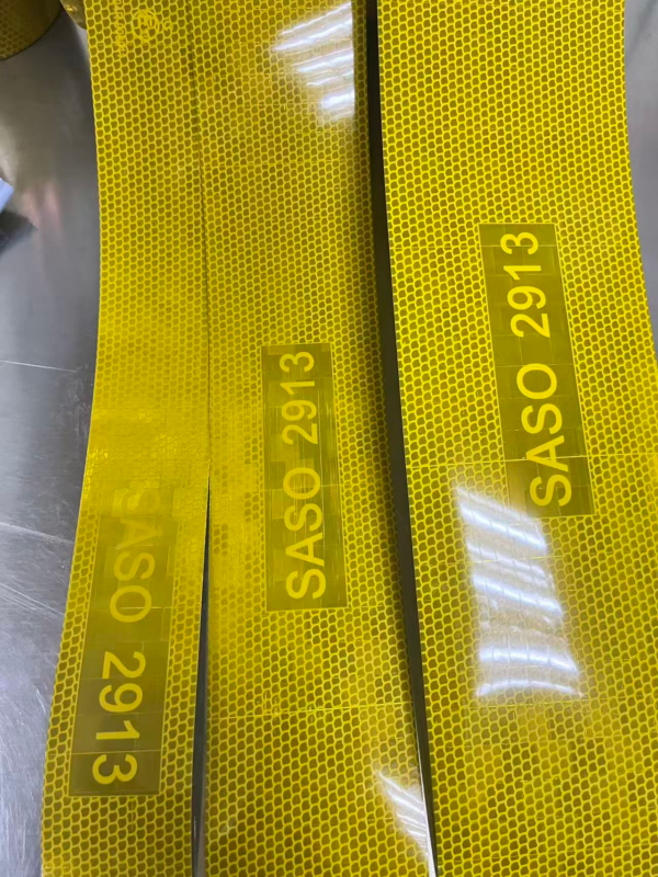 Yellow reflective tape strips for vehicle marking