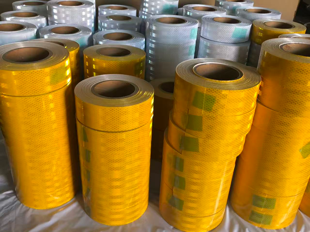 Yellow and silver reflective tape bulk rolls