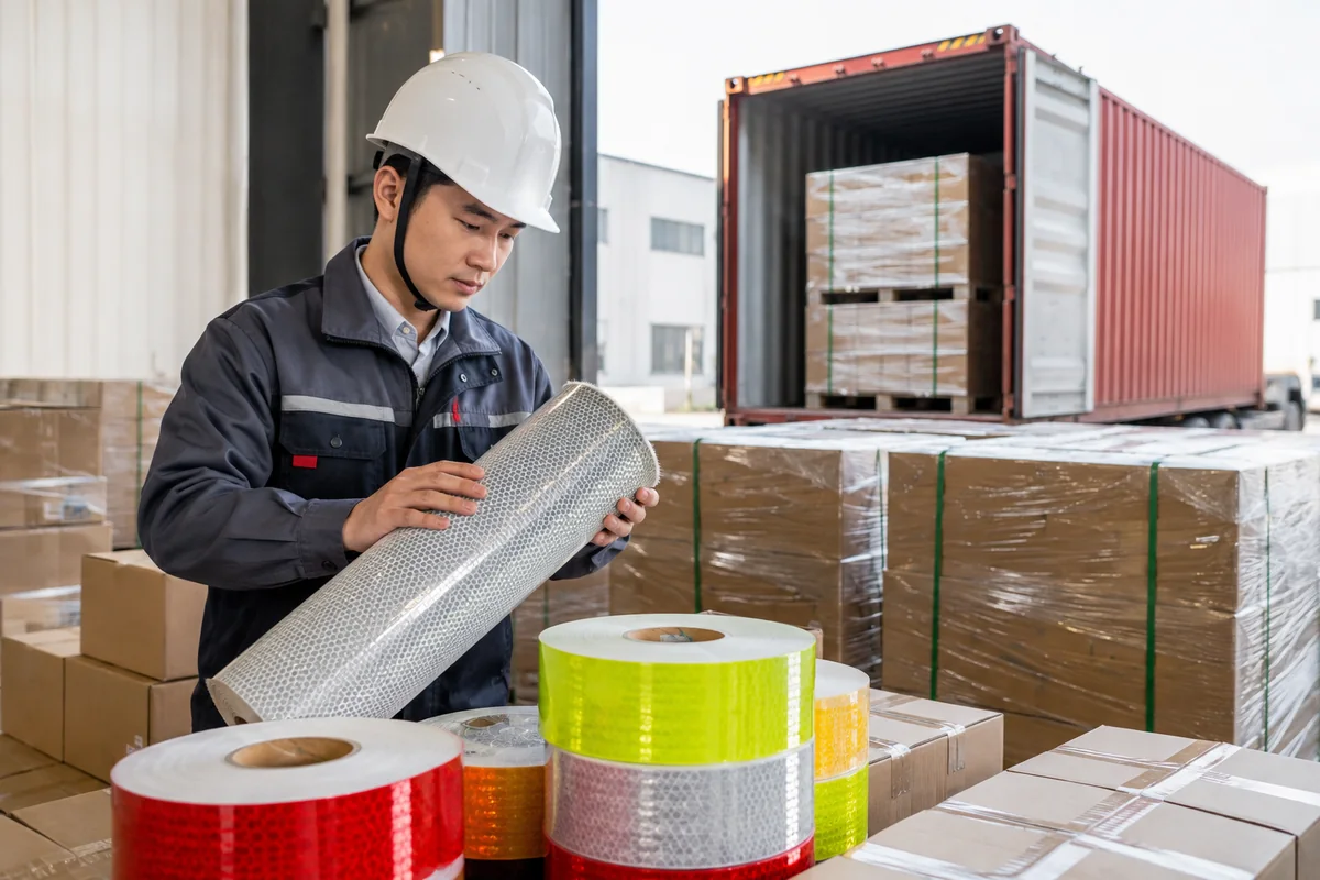 Finished reflective material quality inspection and export delivery