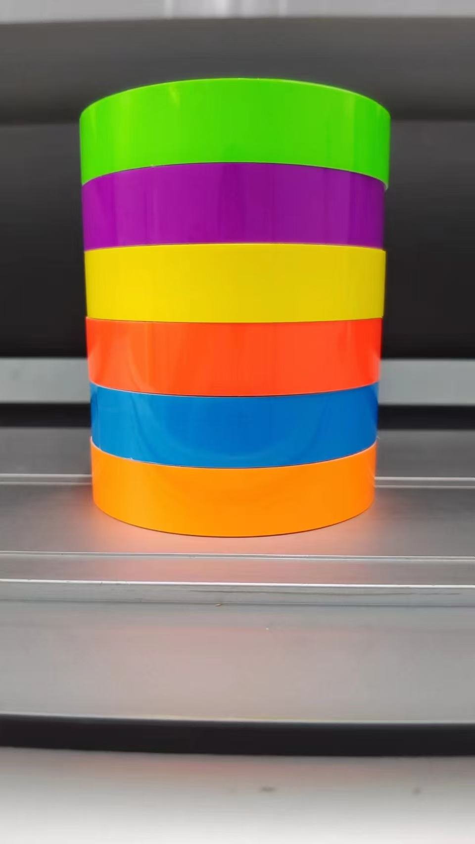 Daytime appearance of PET color glow-in-the-dark tape