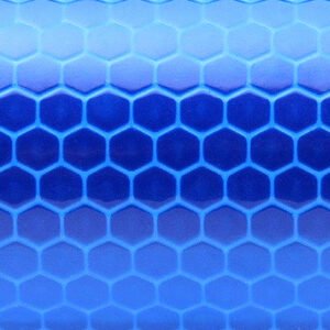 Close-up of the hexagonal pattern on blue reflective film