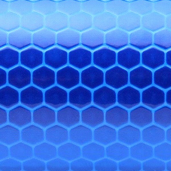 Close-up of the hexagonal pattern on blue reflective film