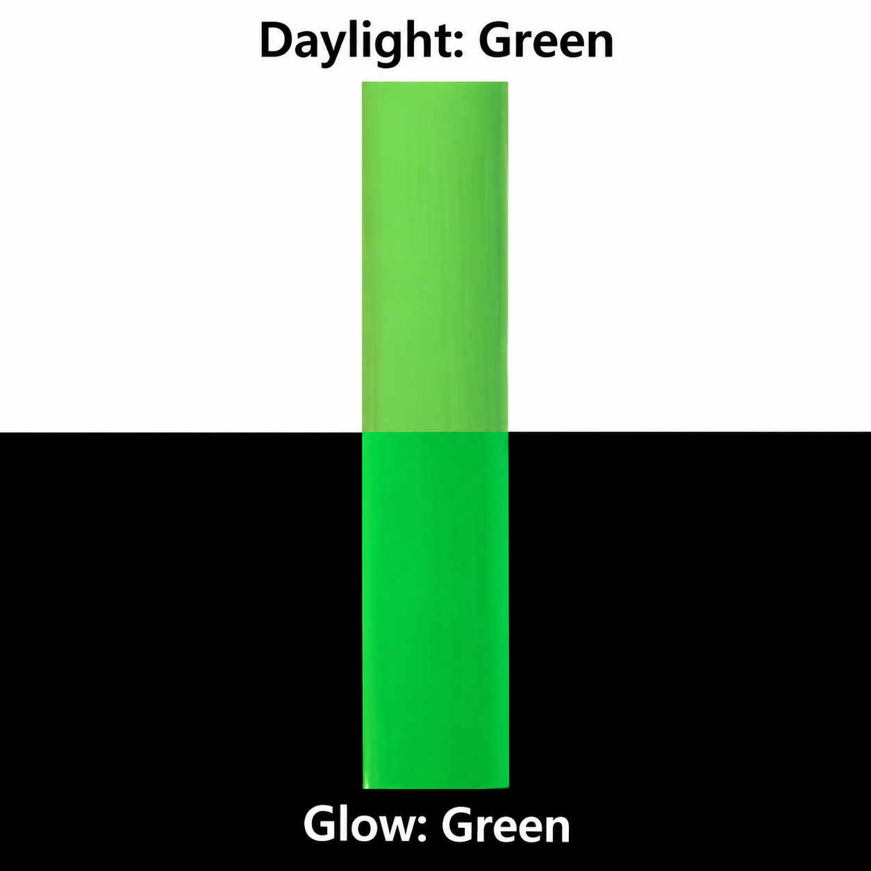 Green photoluminescent film in daylight and darkness