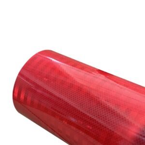 Close-up of the reflective pattern on red PVC sheeting