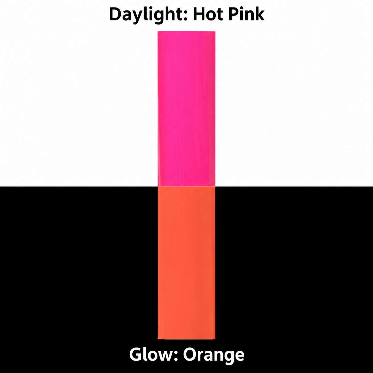 Hot pink daylight and orange afterglow photoluminescent film