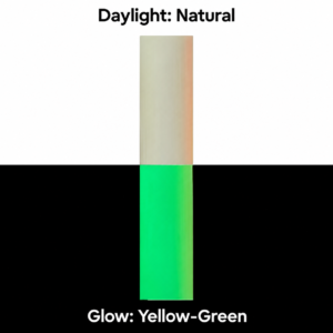 Natural daylight and yellow-green afterglow photoluminescent film