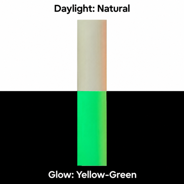 Natural daylight and yellow-green afterglow photoluminescent film