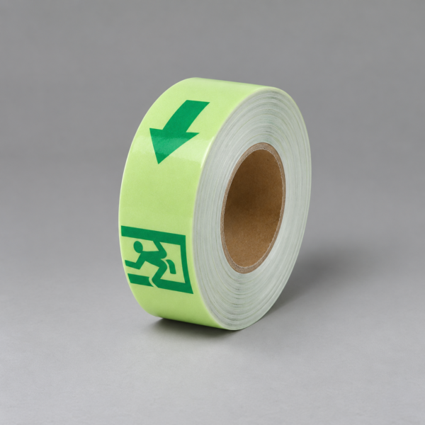 Green Exit Symbols glow-in-the-dark tape roll