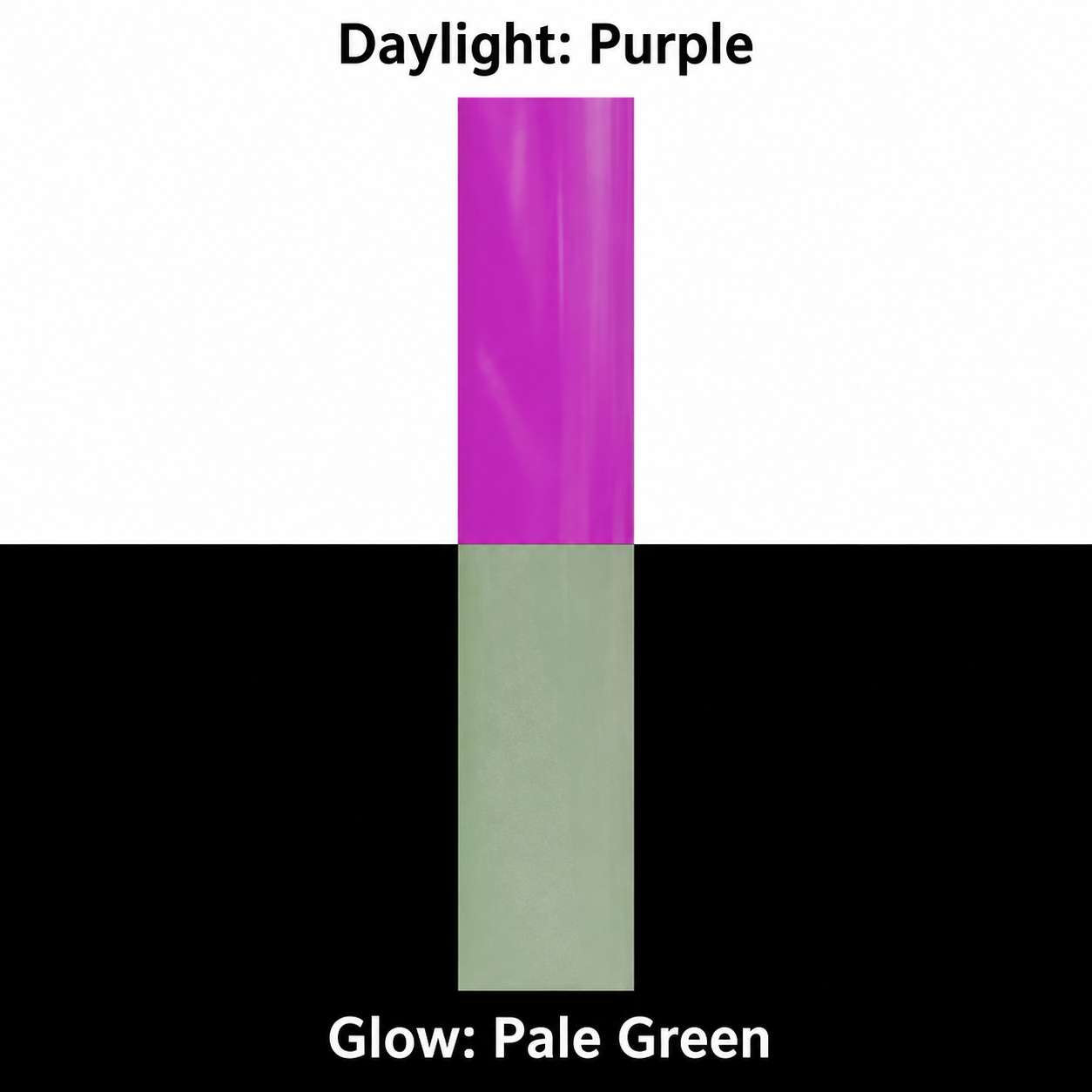 Purple daylight and pale green afterglow photoluminescent film
