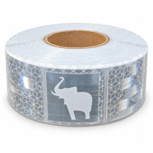Silver white elephant-pattern aluminized PET reflective tape roll
