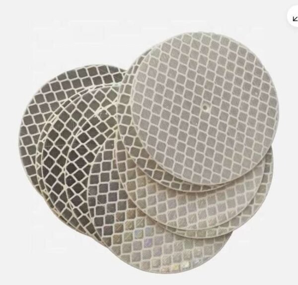 Stacked circular white-silver reflective markers with visible center holes