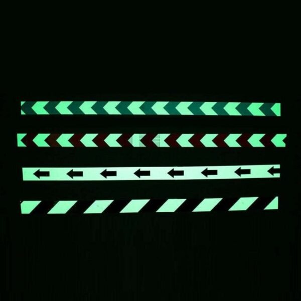 Photoluminescent arrow and diagonal stripe pattern options
