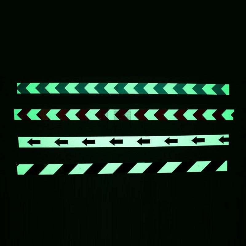 Photoluminescent arrow and diagonal stripe pattern options