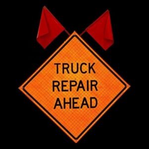 Truck Repair Ahead Roll-Up Sign with Flag Attachment — product detail