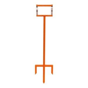 Orange in-ground stake stand for roll-up traffic signs